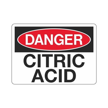 Danger Citric Acid Sign